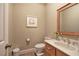 Updated half bathroom features modern fixtures and stylish vanity at 3695 Highway 140, Rydal, GA 30171