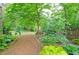 A well-maintained backyard with a path leading through lush greenery and landscaping at 533 Beecham Dr, Smyrna, GA 30082