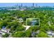 Aerial view of the property and surrounding neighborhood with a backdrop of the city skyline at 986 Greenwood Ne Ave # 4, Atlanta, GA 30306