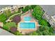Aerial image showcasing the pool and patio area within a landscaped courtyard at 10 Perimeter Summit Ne Blvd # 3109, Atlanta, GA 30319