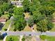 Overhead aerial view of the property and neighborhood filled with mature trees and nice homes at 4356 Executive Dr, Stone Mountain, GA 30083