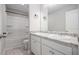 Bathroom featuring double sink vanity with granite countertop and tub with shower at 458 Ajo Way, Dallas, GA 30157