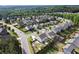 An aerial shot of a suburban neighborhood with tree-lined streets, showcasing the community's layout and curb appeal at 6235 Crescent Landing Dr, Cumming, GA 30028