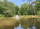 Scenic pond view with a fountain and lush green trees at 5004 Lake Mist Se Dr, Smyrna, GA 30126