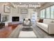 Living room virtually staged with elegant furniture and decor at , Mableton, GA 30126