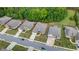 An aerial view showcases a lovely two-story home with a landscaped front yard in a peaceful neighborhood at 6805 Bransford Dr, Cumming, GA 30040