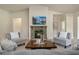 Cozy living room with a stone fireplace, vaulted ceilings, and comfortable seating area at 6805 Bransford Dr, Cumming, GA 30040