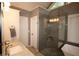 Bathroom with walk-in shower, soaking tub, and granite countertops at 308 Forkwood Trl, Woodstock, GA 30189