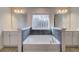 Stylish bathroom with modern tub, white cabinets, and dual mirrors at 327 Tulip Dr, Covington, GA 30016