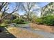 Scenic backyard view showcasing lush greenery, trees, and a charming walking path at 1127 Riverbend Club Se Dr, Atlanta, GA 30339