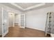 Bright office showcasing wood floors, decorative chandelier, and glass french door at 15 Parkside Vw, Cartersville, GA 30121