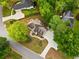 An aerial view reveals a well-maintained home with mature trees and landscaping at 1770 Laurel Creek Dr, Lawrenceville, GA 30043