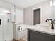Bathroom featuring walk-in shower, soaking tub, and dual sink vanity, a great space to unwind at 1770 Laurel Creek Dr, Lawrenceville, GA 30043