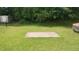 A spacious backyard with a small storage building, surrounded by lush greenery and a partial view of a vehicle at 335 Chase Woods Cir, Jonesboro, GA 30236