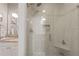 New bathroom with marble tile shower and sleek glass door at 420 Windswept Ct, Roswell, GA 30075