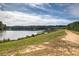 Scenic lakeside view with green grassy banks and a gravel walking path in a serene natural setting at 2409 Malster Ln, Lawrenceville, GA 30043