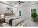 Beautiful bedroom with large windows, tray ceiling, stylish rug, and neutral decor at 3902 Bouldercrest Se Rd, Ellenwood, GA 30294