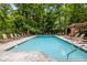 Community pool with lounge chairs and shaded areas at 3235 Roswell Ne Rd # 521, Atlanta, GA 30305