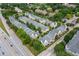 Aerial view of townhome community near roadways, and lush landscaping at 375 Highland Ne Ave # 913, Atlanta, GA 30312