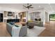 Modern living room with hardwood floors, neutral walls, and an open transition to the kitchen at 4091 Oak Forest Ne Dr, Brookhaven, GA 30319