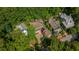 An aerial view of multiple houses that are surrounded by mature trees and lush landscapes at 9179 Selborne Ln, Chattahoochee Hills, GA 30268
