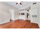 Spacious living area with hardwood floors flows into the kitchen, offering an open and airy feel at 1250 Parkwood Se Cir # 1203, Atlanta, GA 30339