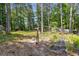 A backyard has a wooded area with some gardening structures and the potential to be a garden at 825 Yosemite Dr, Suwanee, GA 30024