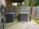 Image shows two AC units, outside the home, sitting on a concrete slab at 106 Trailside Way, Hiram, GA 30141