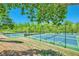 Four tennis courts showing lights and surrounded by lush green trees at 516 Winder Trl, Canton, GA 30114