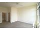 Bedroom with carpet, ceiling fan, and view into the bathroom at 870 Mayson Turner Nw Rd # 1447, Atlanta, GA 30314