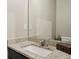 Bathroom featuring granite countertop, modern sink, and decorative elements at 1867 Castleberry Ln, Buford, GA 30518