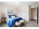 Serene bedroom with soft carpet, natural light, and stylish blue and white bedding at 213 Starr Cir, Stockbridge, GA 30281