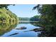 Picturesque river view surrounded by lush greenery, offering a serene and tranquil environment at 5035 Pattingham Dr, Roswell, GA 30075