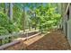 Backyard view with wooded area and white picket fence at 1438 N Crossing Ne Dr, Atlanta, GA 30329