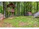 Large backyard featuring a mature treehouse, storage shed and plenty of green space at 4723 N Springs Nw Rd, Kennesaw, GA 30144