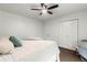Bright bedroom features a ceiling fan, a closet, and neutral decor at 4723 N Springs Nw Rd, Kennesaw, GA 30144