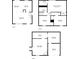 Three levels of floorplans with dimensions including a basement, second and third floor at 3819 Shane Ct, Ellenwood, GA 30294