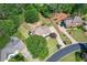 Aerial view of landscaped yard with play area, mature trees, and circular driveway at 435 Chantenay Pl, Alpharetta, GA 30022