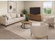 Bright and airy living room with a sofa, two armchairs, a TV, and a coffee table on a neutral carpet at 10786 Wheeler Trce, Hampton, GA 30228