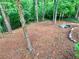 Private backyard featuring a charming fire pit area surrounded by trees and natural landscaping at 1230 Sunderland Ne Ct, Brookhaven, GA 30319