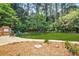 Beautifully landscaped backyard featuring an outdoor kitchen and inviting fire pit area at 150 Victoria Sta, Woodstock, GA 30189