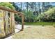 Cozy backyard patio featuring covered dining area and view of the lush lawn at 150 Victoria Sta, Woodstock, GA 30189