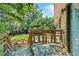 Wooden deck with railing overlooking backyard at 150 Victoria Sta, Woodstock, GA 30189