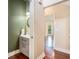 Stylish powder room with modern vanity and fixtures at 300 Wesfork Nw Way, Suwanee, GA 30024