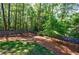 Spacious backyard with a dark wooden fence and tall trees, perfect for privacy and enjoying nature at 1348 Timberland Se Dr, Marietta, GA 30067