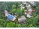 An aerial view of a charming neighborhood with lush greenery, showcasing cozy homes and well-maintained lawns at 3265 Watson Gate Rd, Loganville, GA 30052