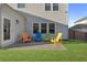 Charming backyard patio with colorful Adirondack chairs and a well-maintained lawn at 3560 Summerpoint Xing, Cumming, GA 30028