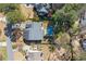 An aerial view of a home's backyard featuring a pool, patio, and landscaping at 2373 Sagamore Hills Dr, Decatur, GA 30033
