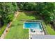 Aerial view of pool in fenced in yard with a patio and ample grass at 2373 Sagamore Hills Dr, Decatur, GA 30033