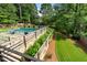 A backyard pool is surrounded by a wooden fence, lush landscaping, and a patio with lounge chairs at 2373 Sagamore Hills Dr, Decatur, GA 30033